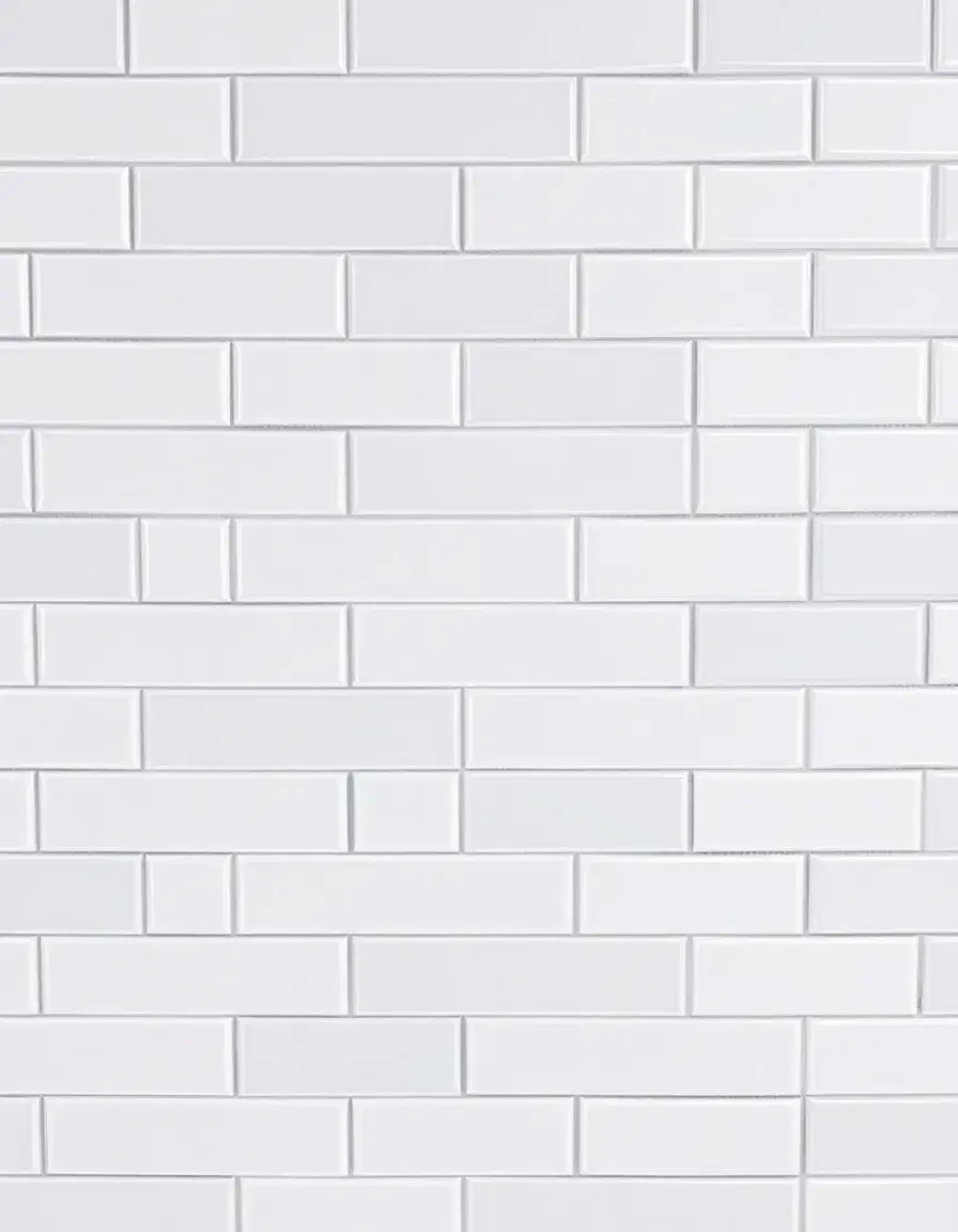 White ceramic subway tiles with gloss finish