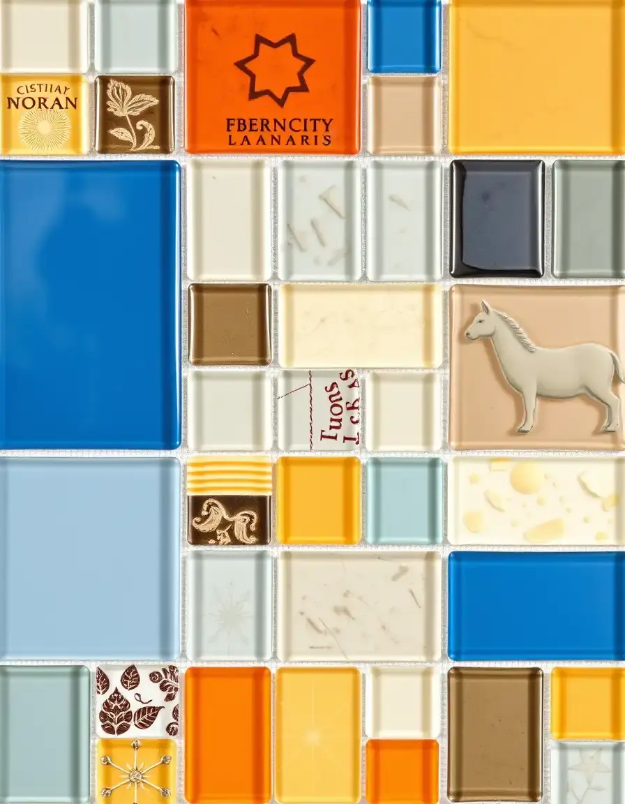 Glass mosaic tiles for kitchen wall in mixed colors