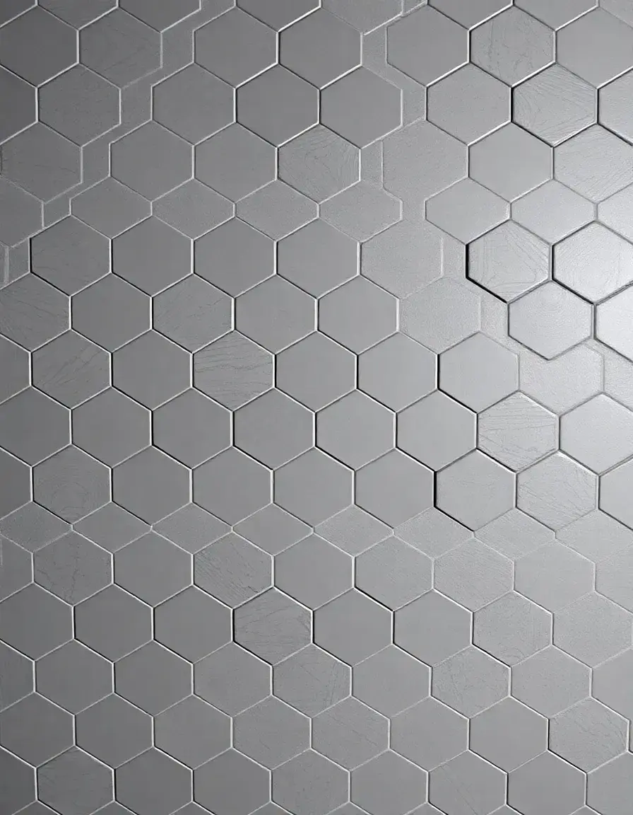 Matte gray porcelain hexagon tiles