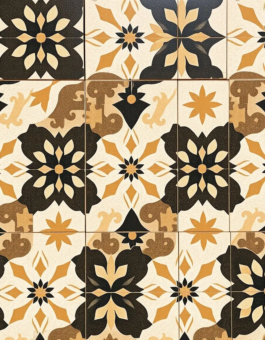 Decorative encaustic tiles with geometric patterns