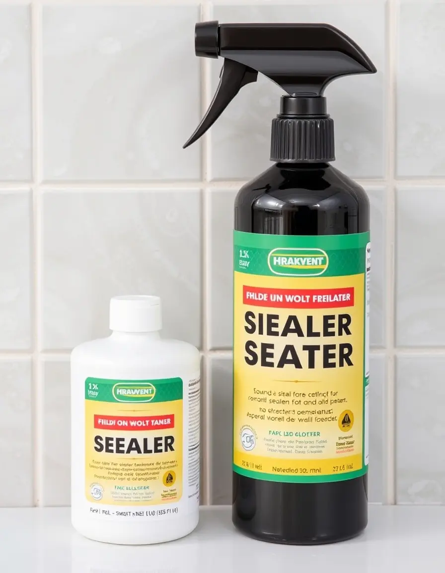 Bottle of grout sealer with applicator