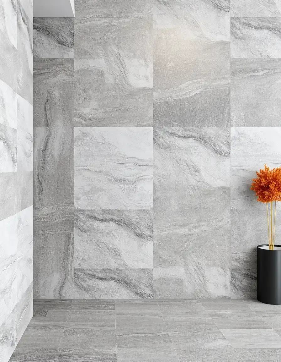Laminate wall sheets with stone look