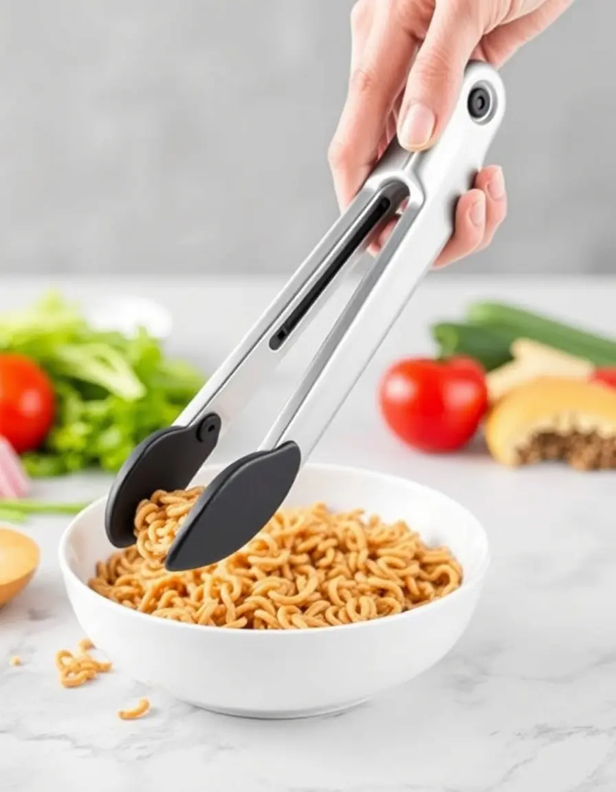 Stainless steel locking kitchen tongs with non-slip grip