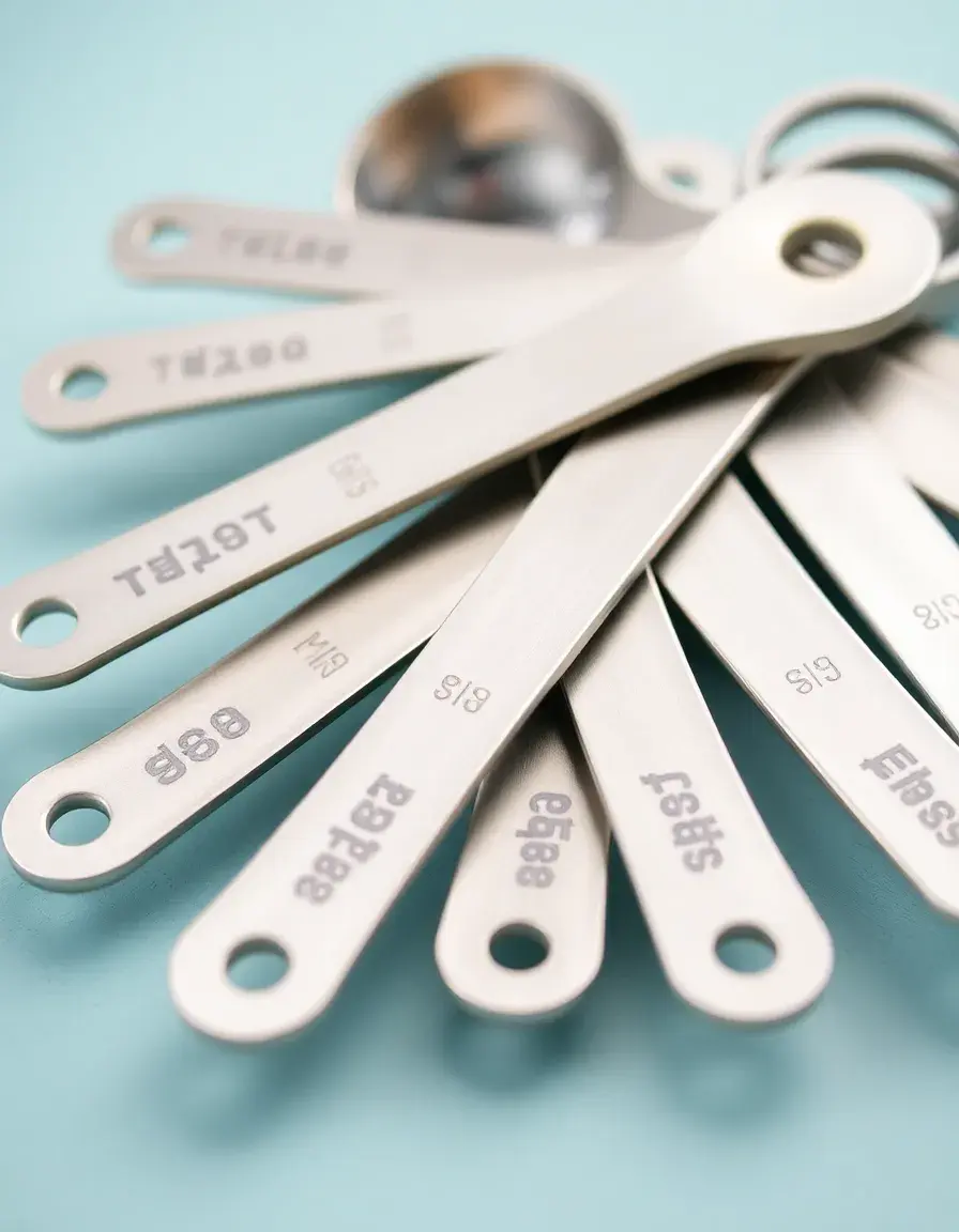 Nested metal measuring spoons with engraved markings
