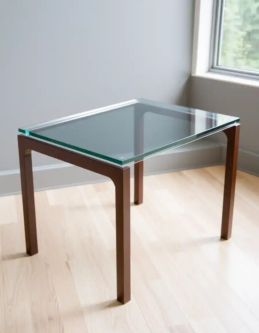 Two nesting tables, space saving, glass