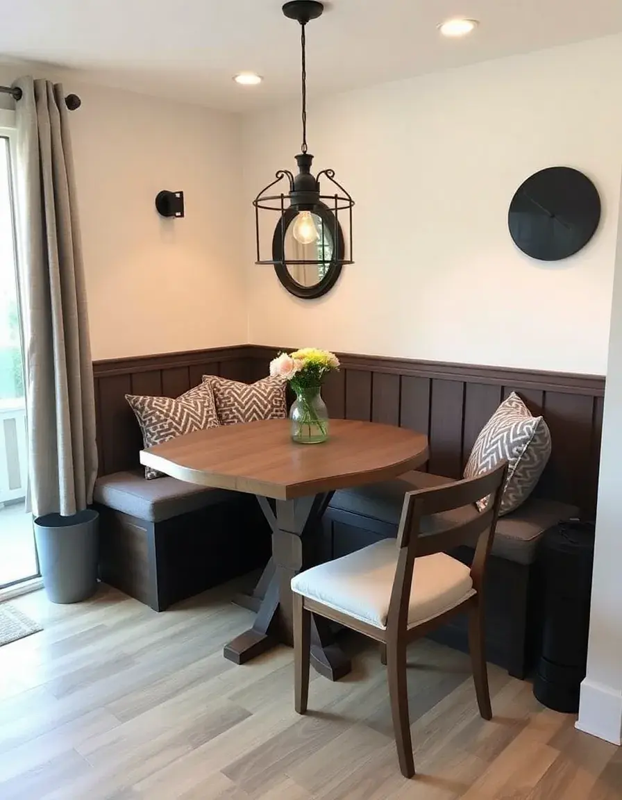 Table for breakfast nook, cushioned benches