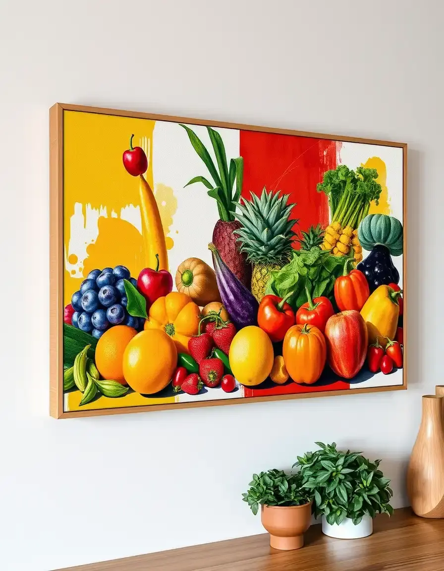 Vibrant Canvas Kitchen Wall Art Print featuring modern abstract fruits