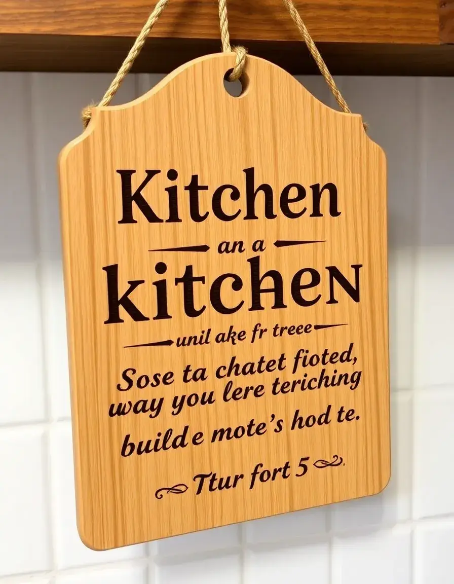 Wooden Kitchen Plaque with engraved vintage quote