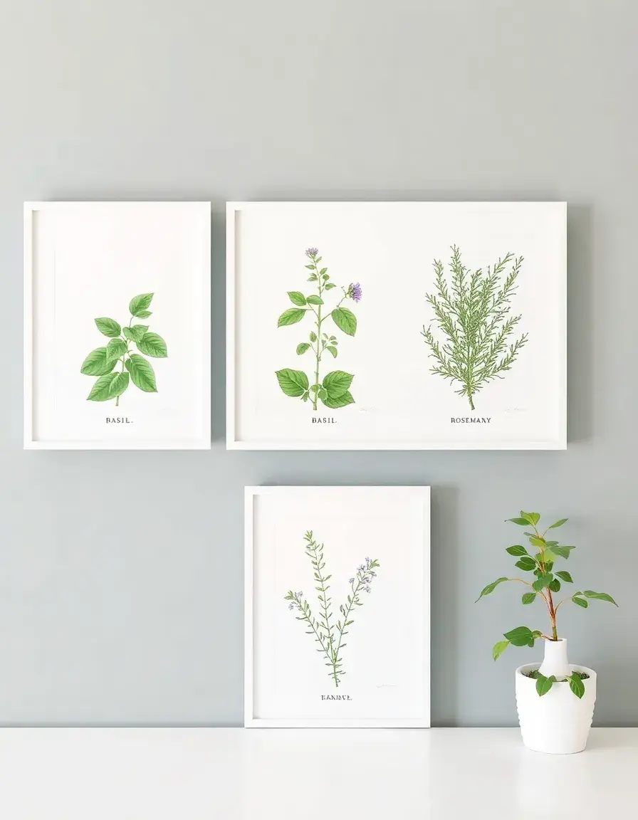 Framed Herb Print Set of 3 botanical illustrations