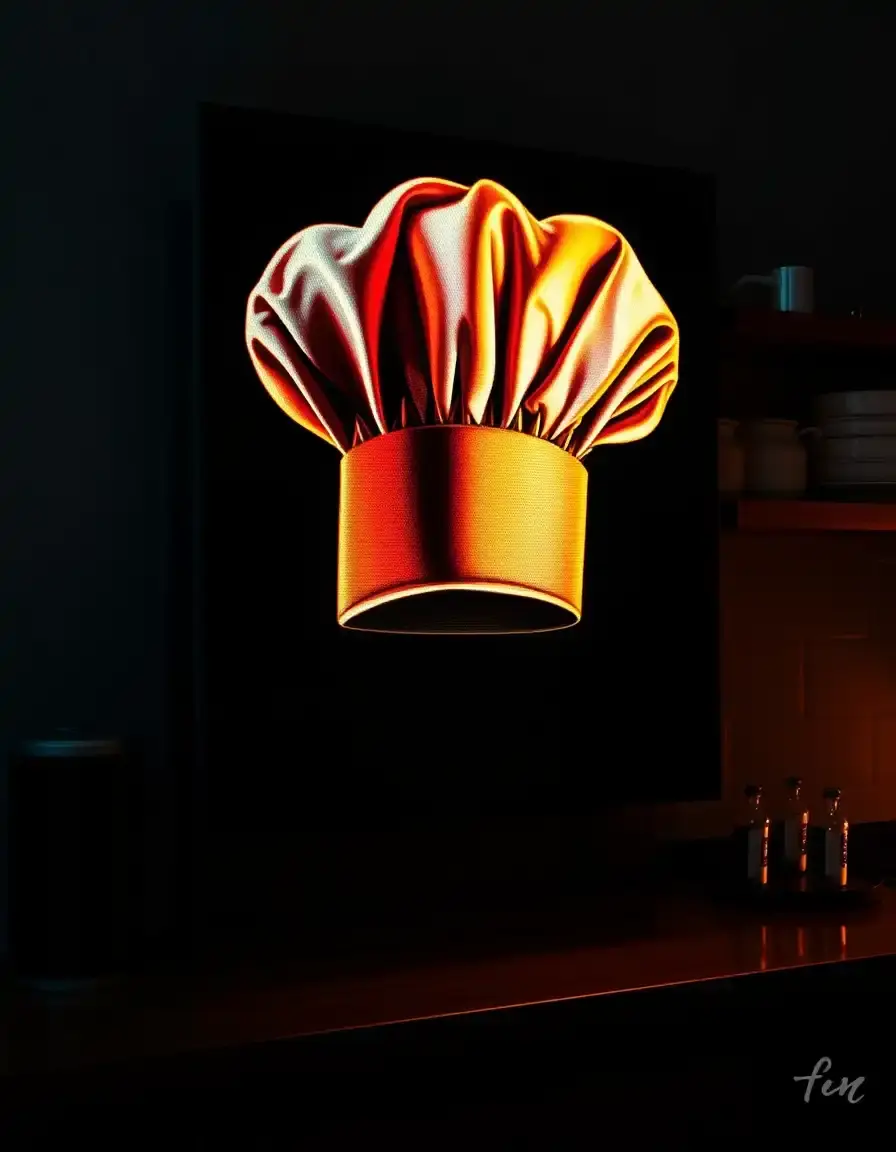 LED Lighted Kitchen Art showing a glowing chef hat