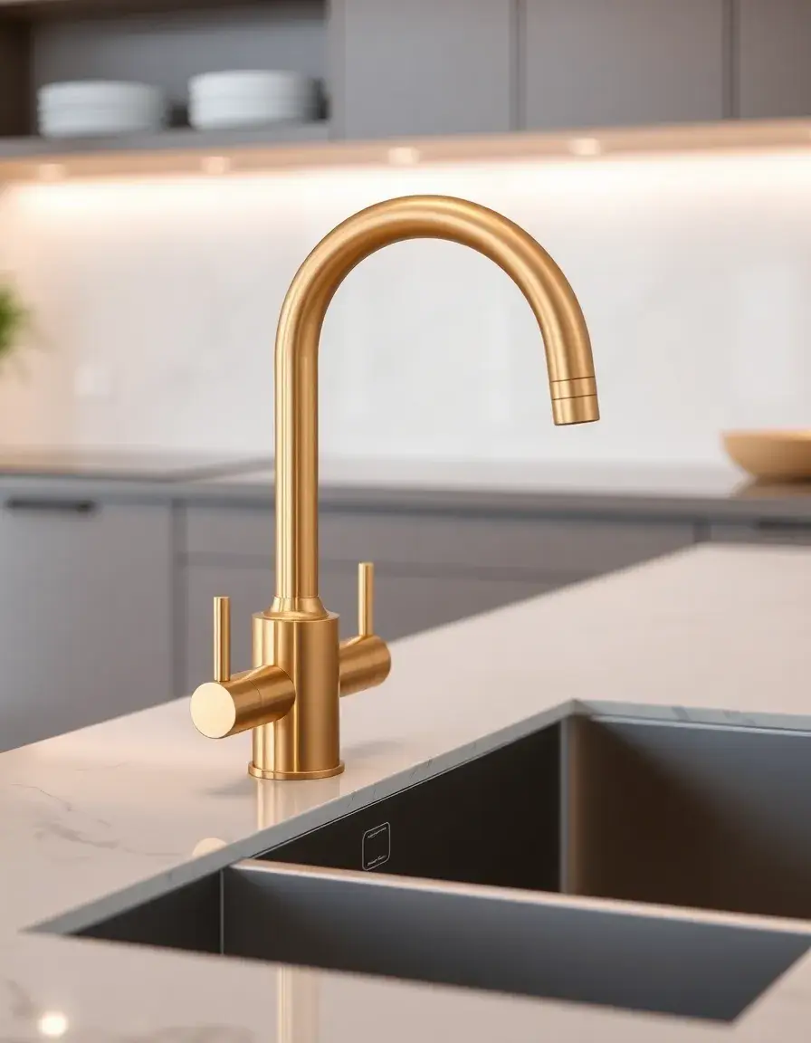 Touchless brass kitchen faucet in modern setting