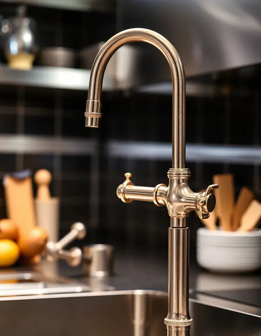 Articulating arm brass faucet