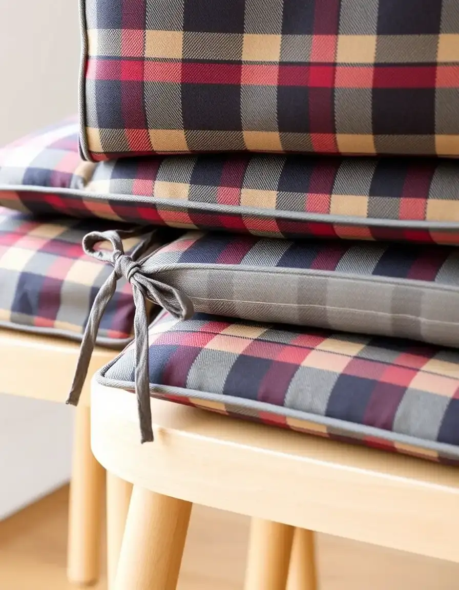 Plaid seat cushions for dining chairs