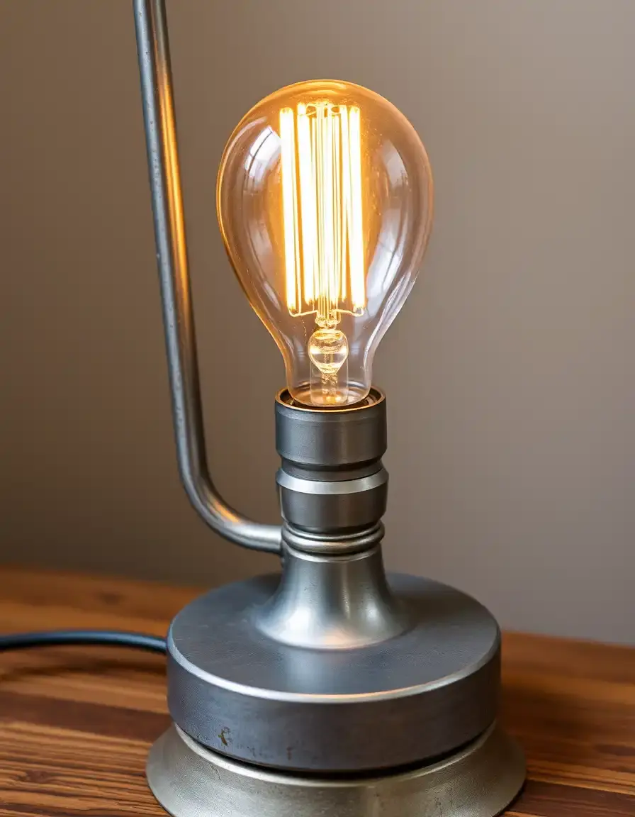 Industrial farmhouse metal table lamp with Edison bulb