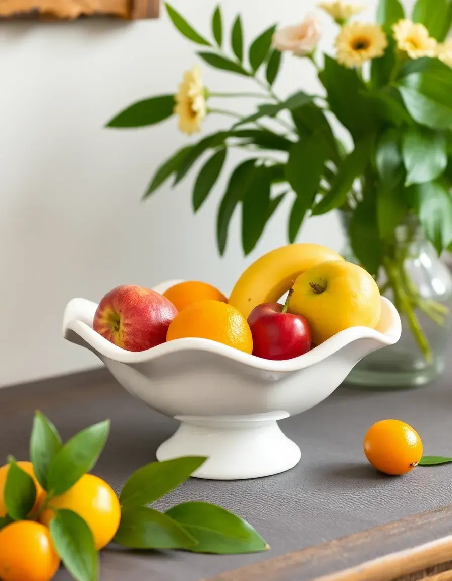 Large white ceramic fruit bowl