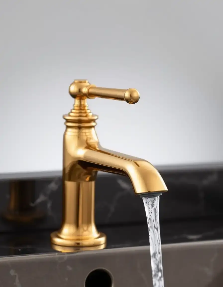 Single hole bar faucet with gold plated finish