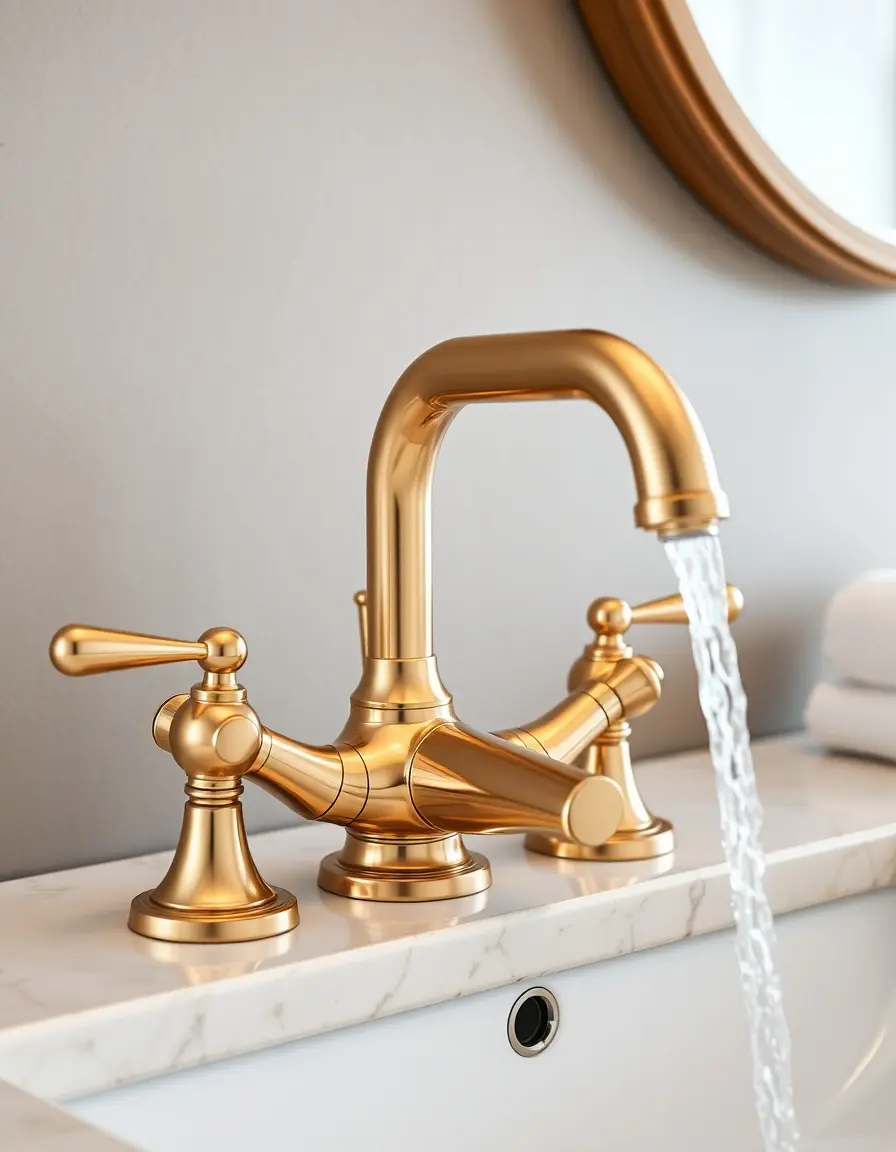 Two-handle bridge faucet in gold tone