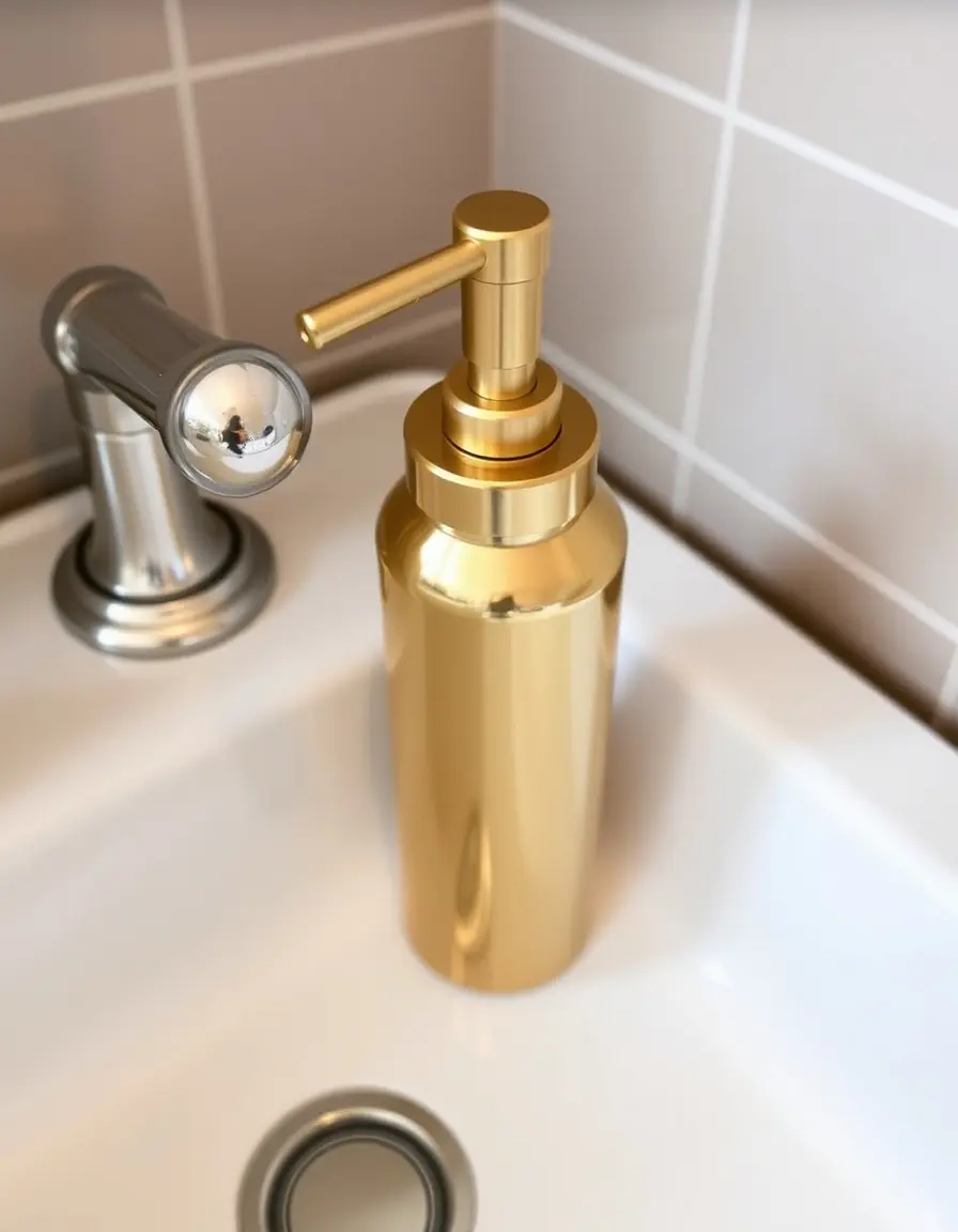 Matching gold soap dispenser for kitchen sink