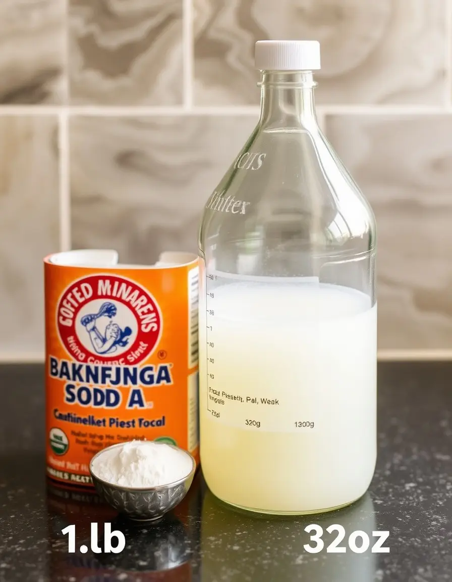 Baking soda and vinegar set for natural drain cleaning