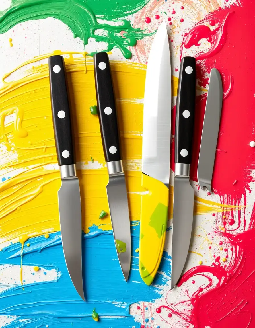 Stainless steel palette knife set for thick paint application