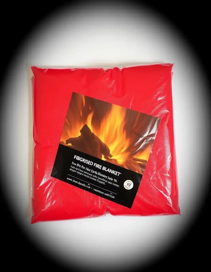 Fiberglass fire blanket in pouch