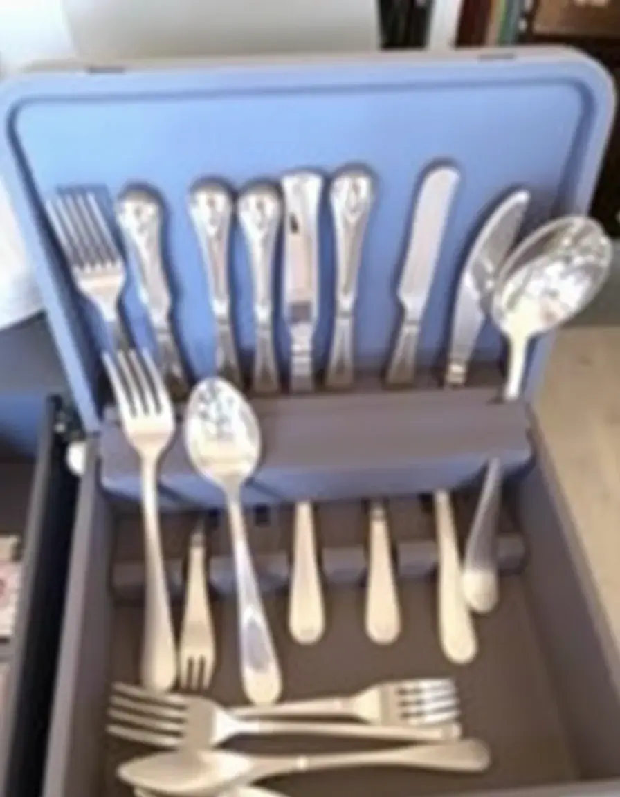24-piece polished stainless steel flatware set in an organizer