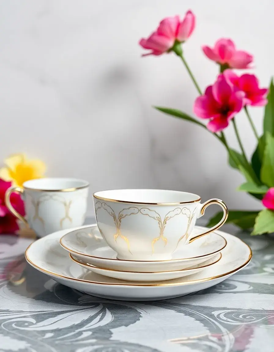 Vibrant white porcelain dinnerware set for four