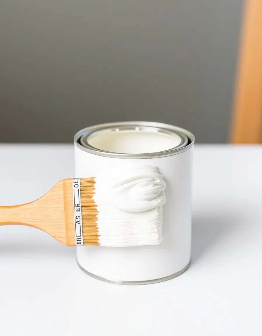 A can of professional cabinet primer being applied with a brush
