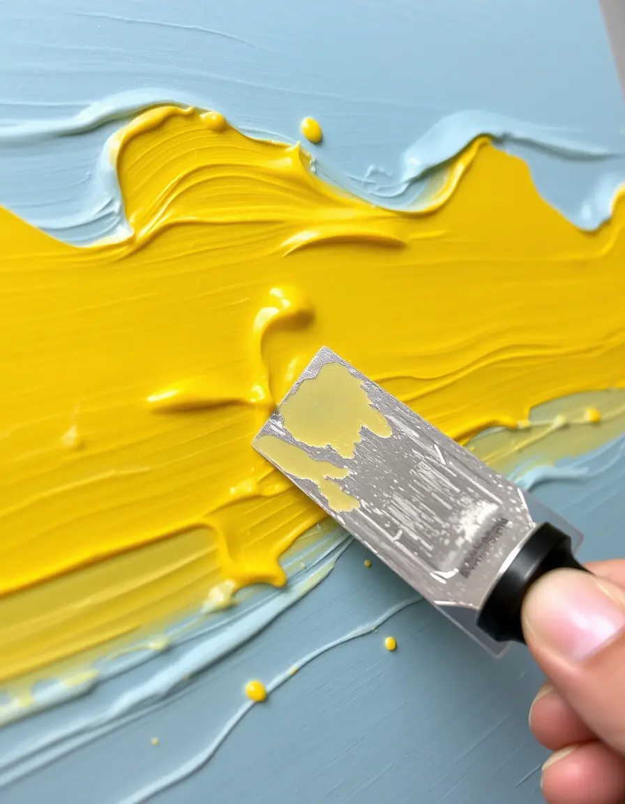 Gel paint stripper removing old layers of paint from wooden cabinets