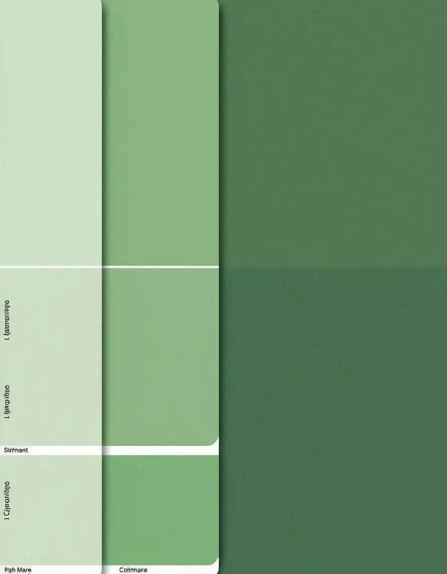 A paint color sample kit with various green and neutral swatches for a kitchen