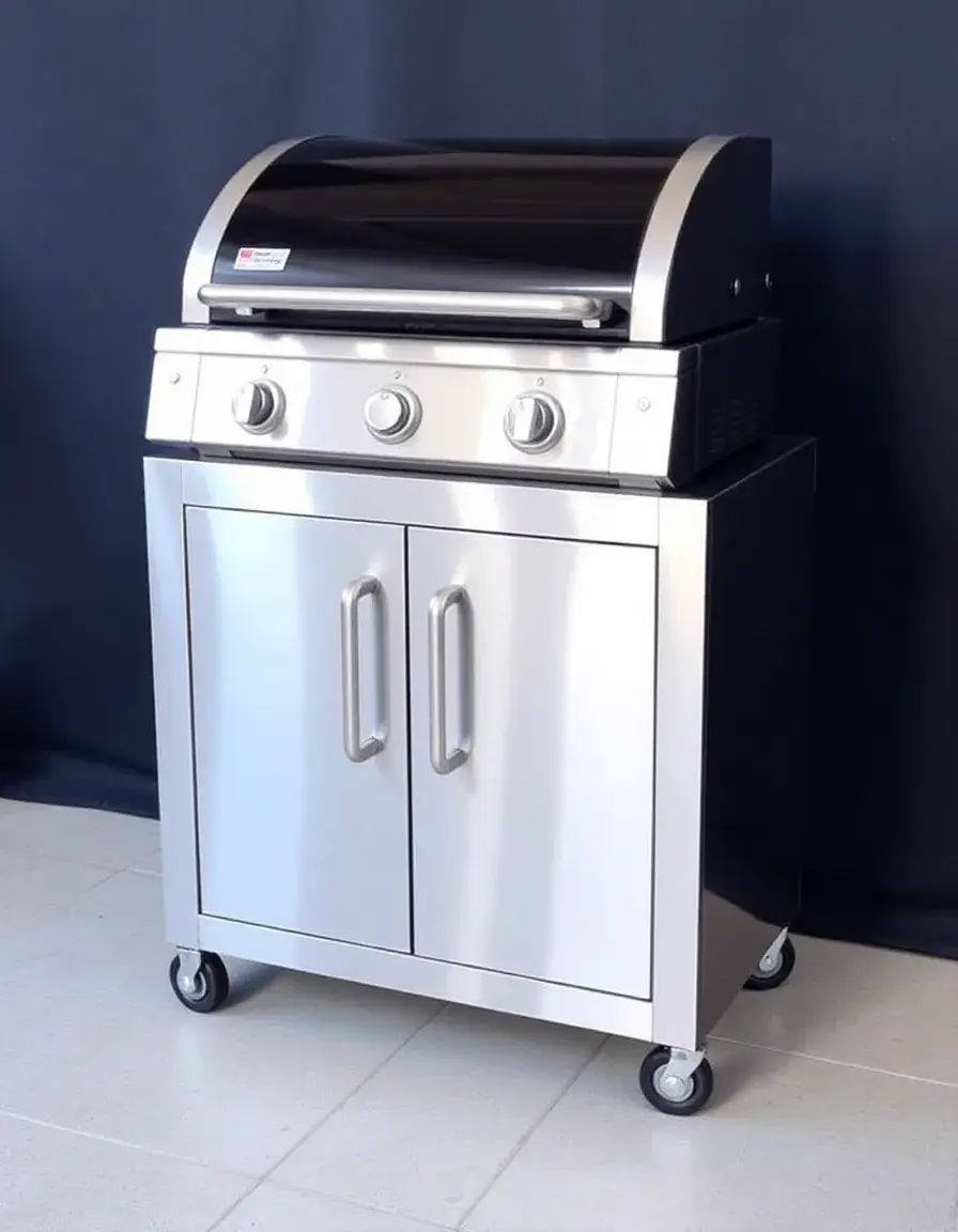 Stainless steel modular grill cabinet with wheels