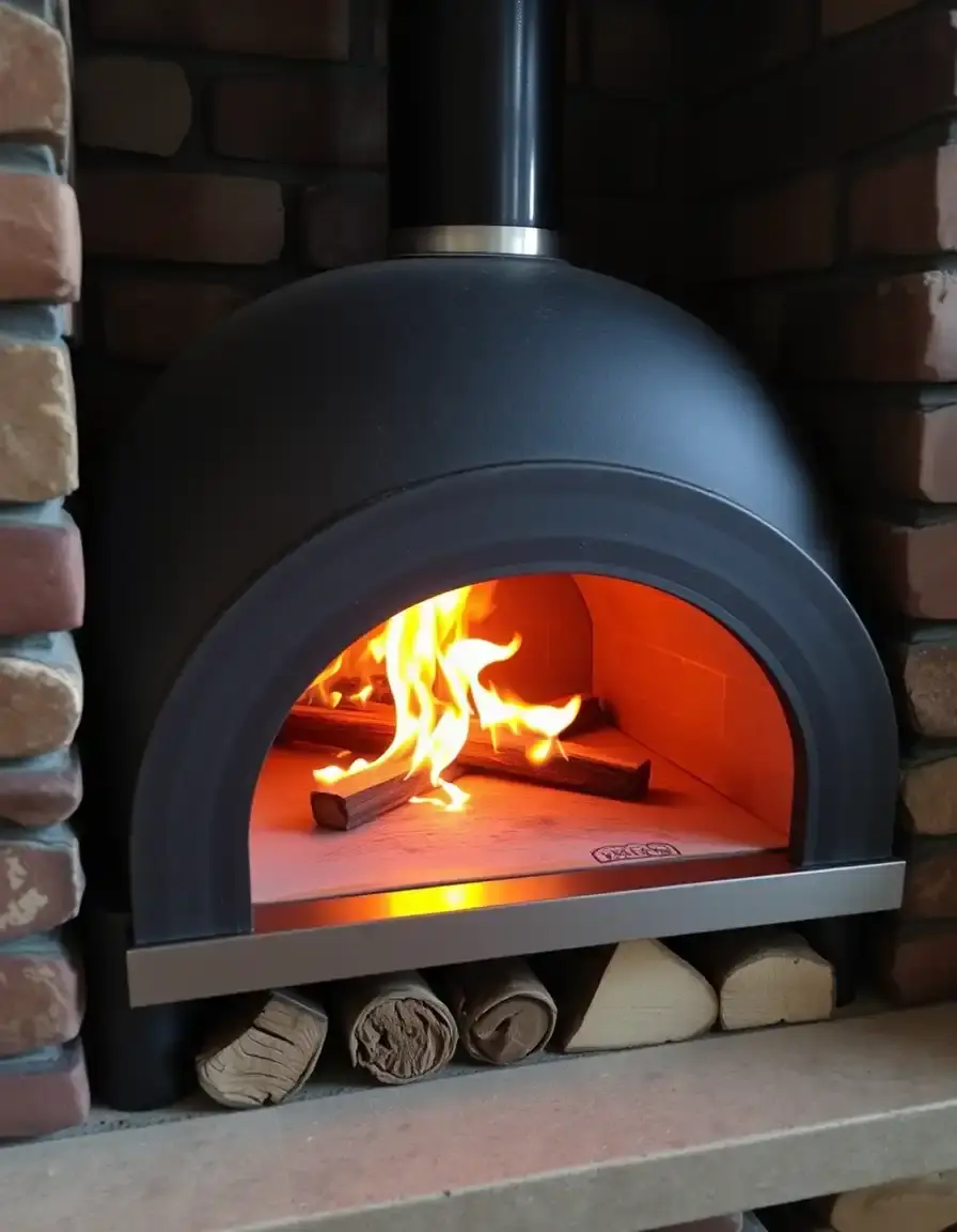 Compact wood-fired pizza oven module