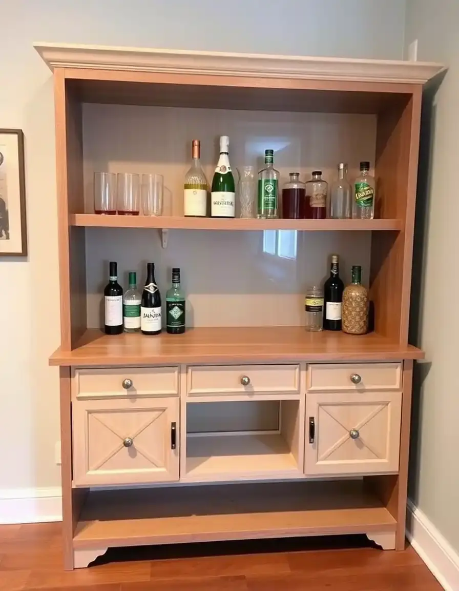 Stainless steel serving bar module with shelves