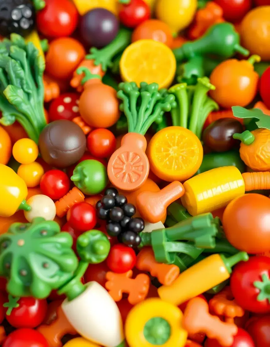 100-piece plastic play food set with fruits and veggies