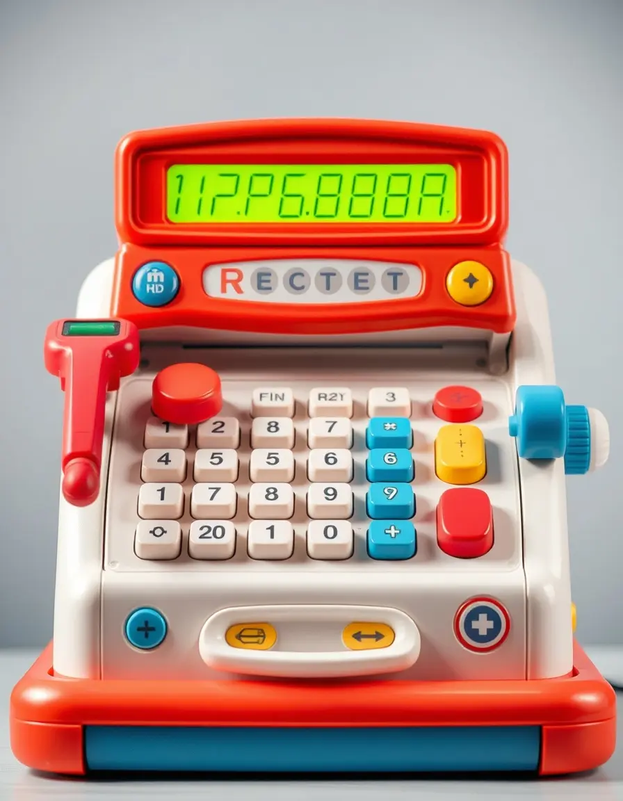 Toy cash register with scanner