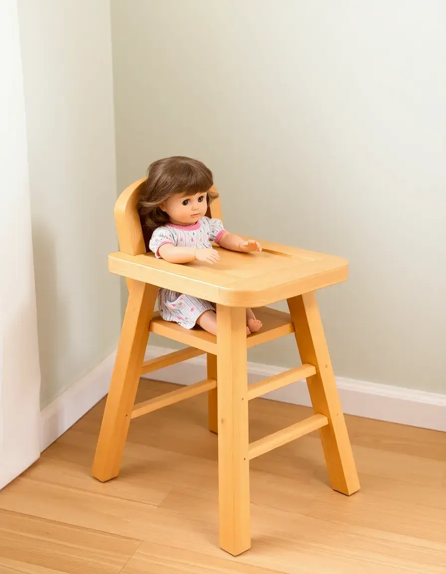Wooden high chair for dolls