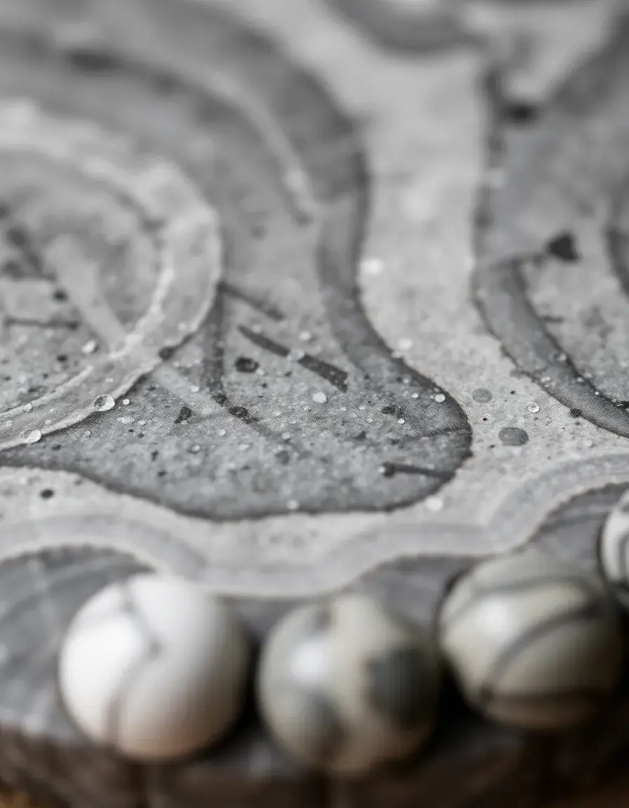 Gray marble mortar and pestle close-up