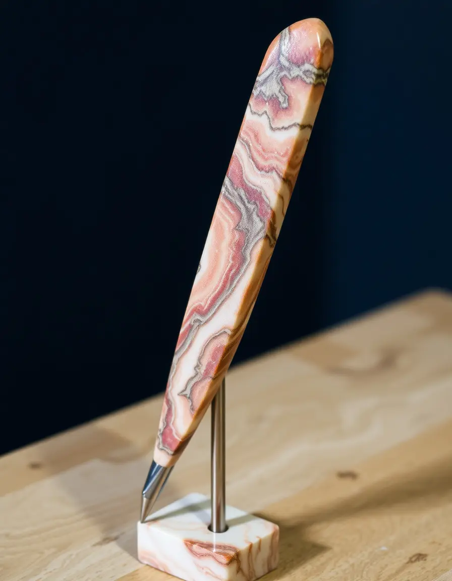 Solid marble rolling pin with wooden stand