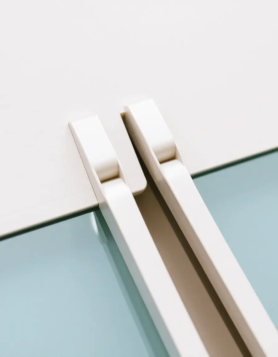 Detailed view of soft close slides, 22 inches, pair