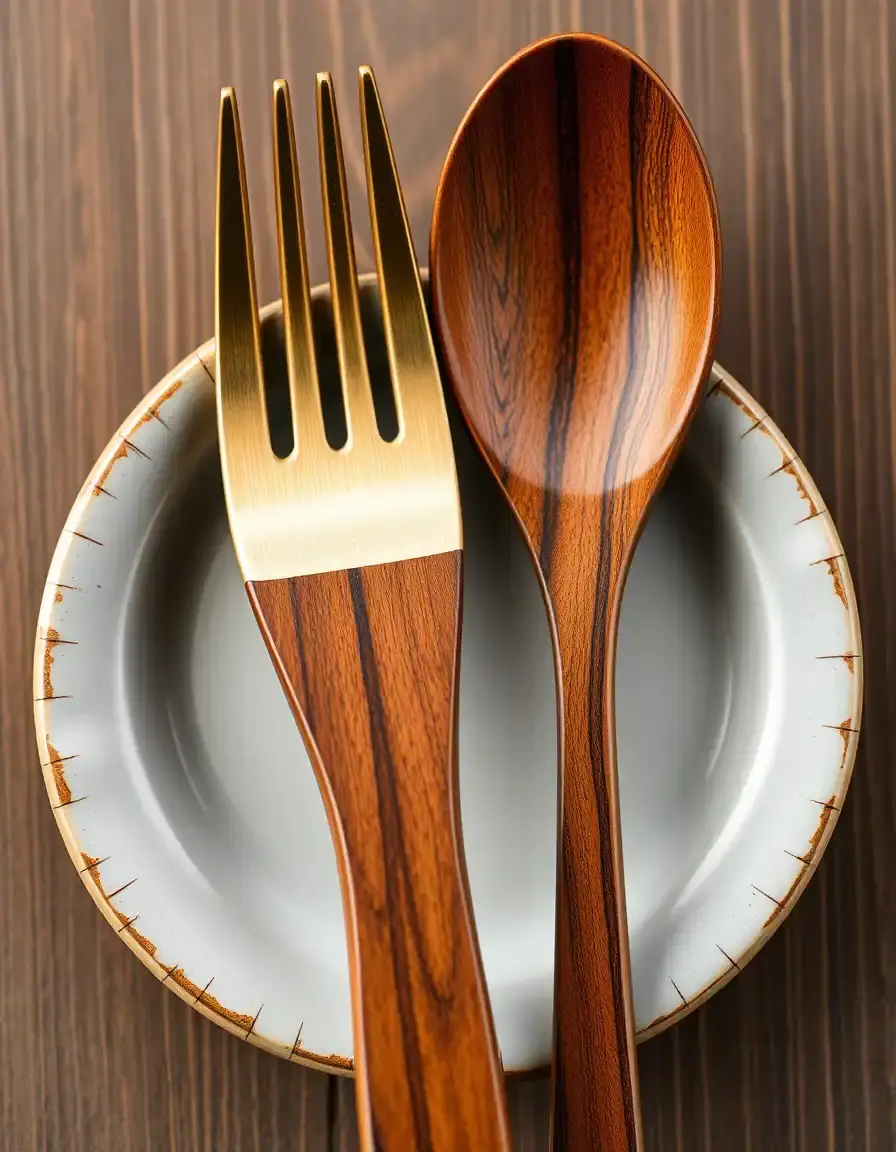 Acacia wood salad fork and spoon set