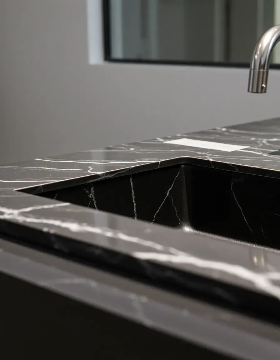 Black composite granite double bowl kitchen sink