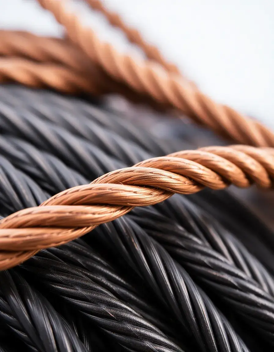 Close-up of braided 50ft picture wire