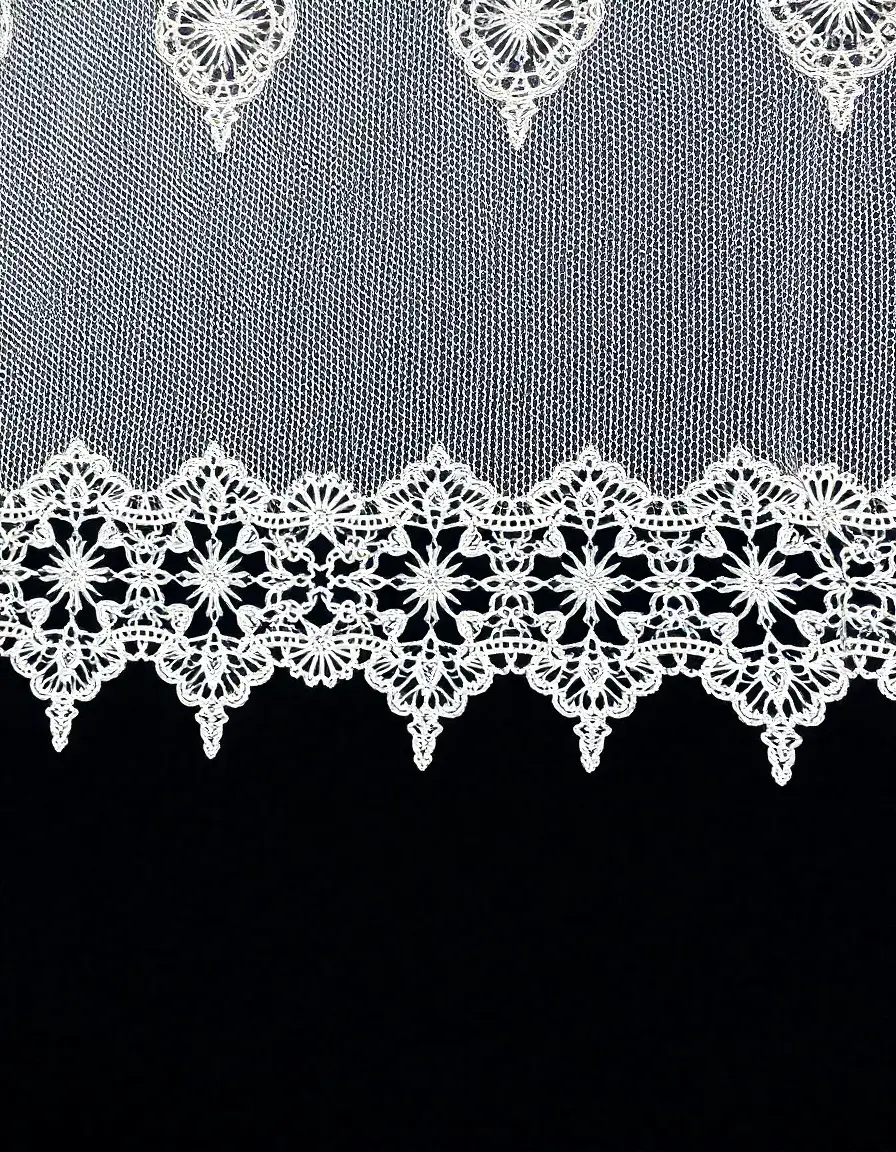Detailed white lace table runner 72 inches