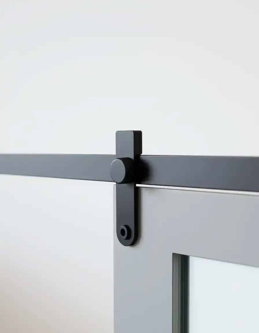Black sliding barn door hardware kit for kitchen pantry
