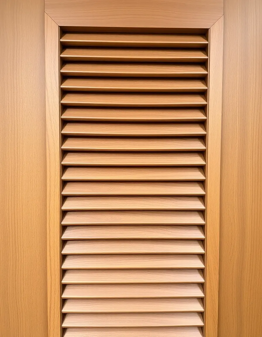 Wood louvered door for kitchen ventilation