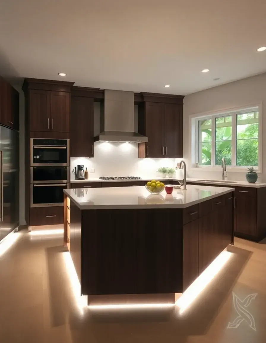 Kitchen Island with integrated lighting