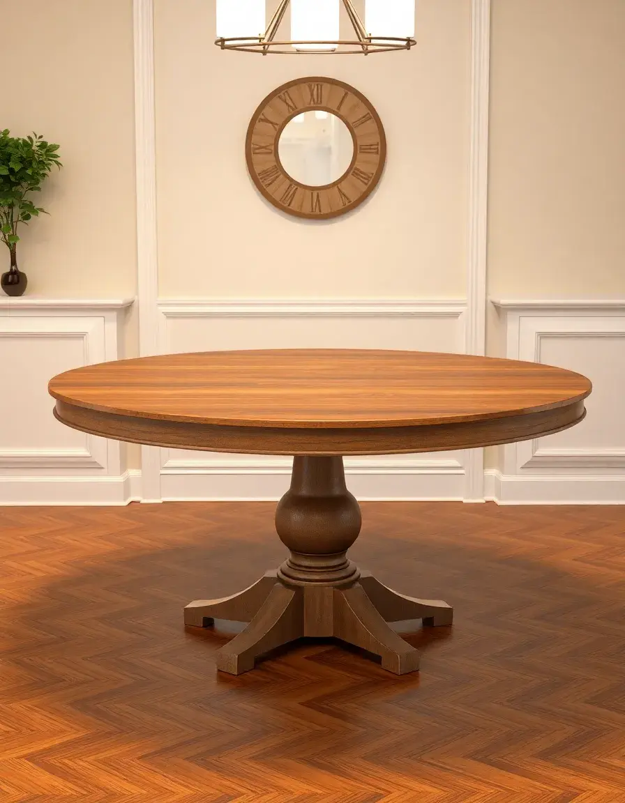 Pedestal base kitchen table with an oval shape