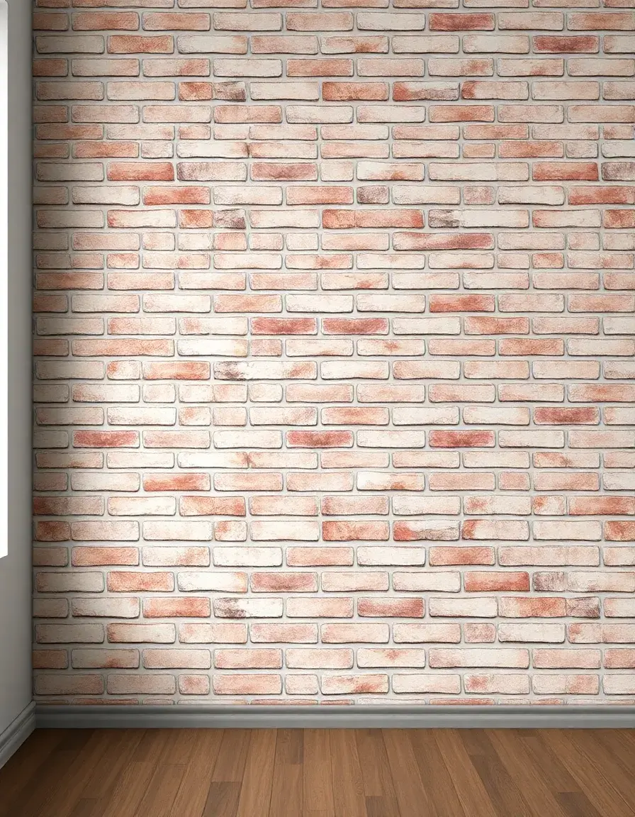 Textured Fabric Kitchen Wallpaper with a faux brick look