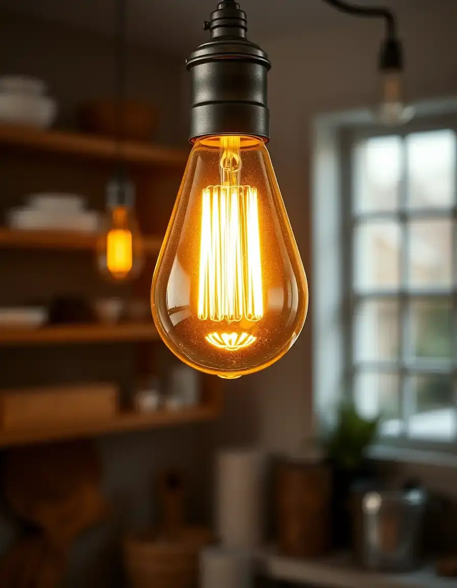 Vintage Kitchen Lighting Edison bulbs with exposed filaments
