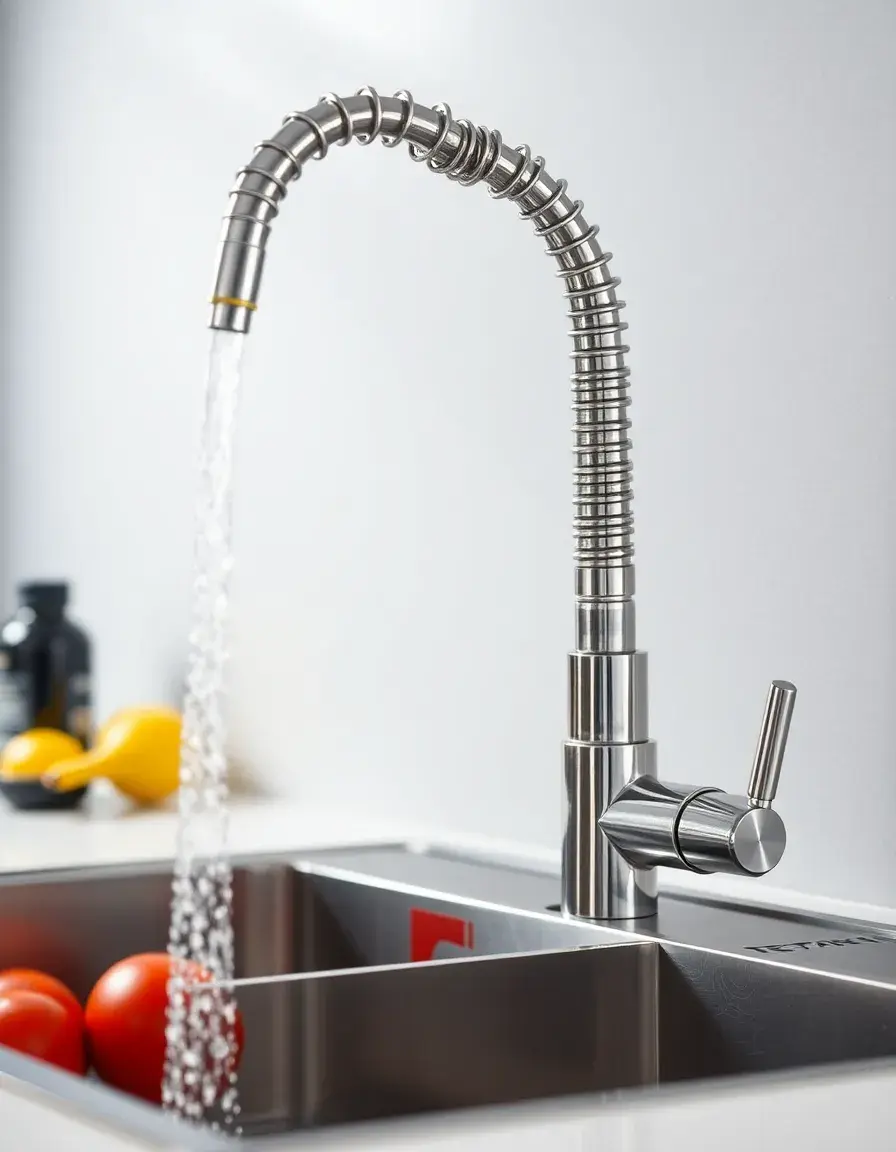 Commercial Style Kitchen Faucet with high-pressure spring coil